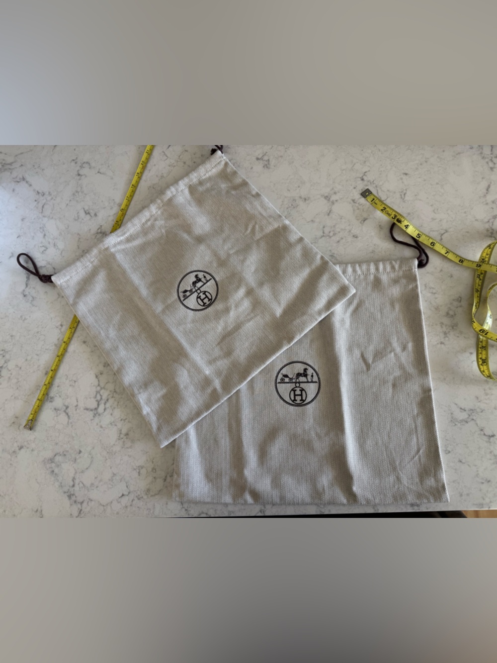 Hermès Beige Canvas Drawstring Dust Bags (Set of 2)